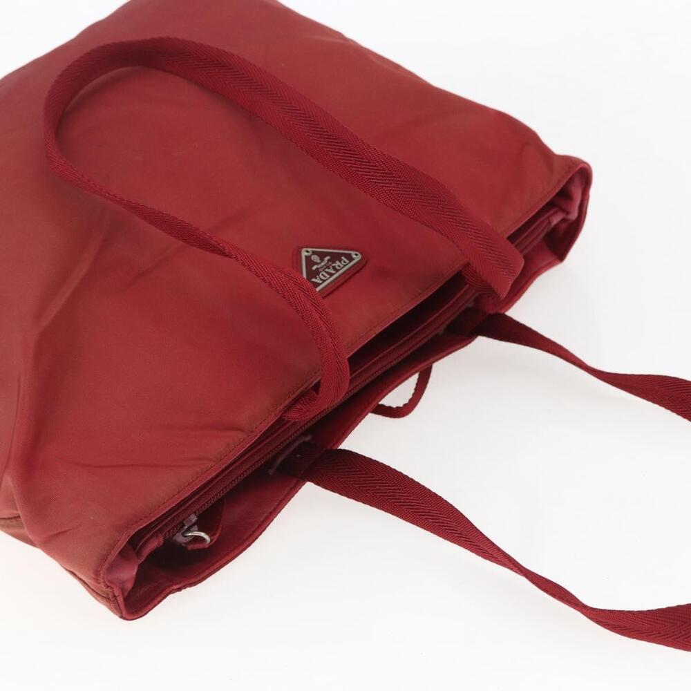 PRADA Tote Bag Nylon Red Silver Auth 156926 - Picture 6 of 16